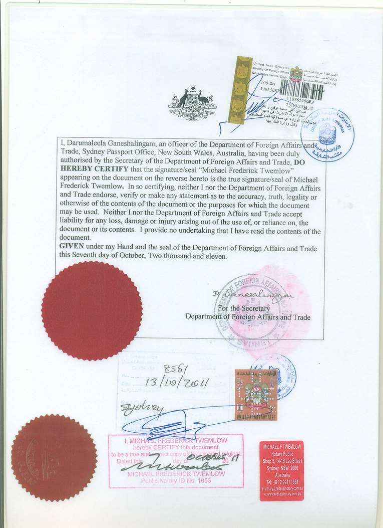 Australia certificate attesation